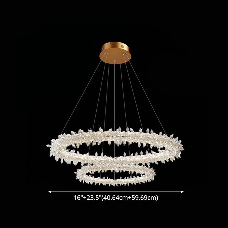 Modern Flower Ring Chandelier Light Fixtures Crystal Hanging Light Kit for Living Room - Rebooters