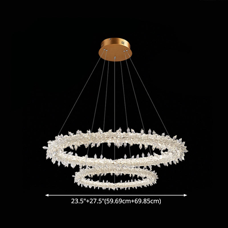 Modern Flower Ring Chandelier Light Fixtures Crystal Hanging Light Kit for Living Room - Rebooters