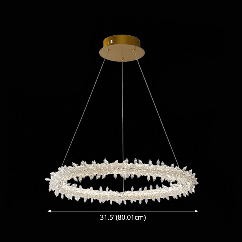 Modern Flower Ring Chandelier Light Fixtures Crystal Hanging Light Kit for Living Room - Rebooters