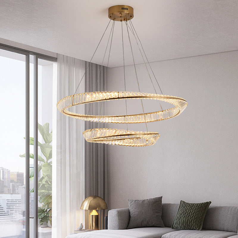 Contemporary Wave Chandelier Lighting Fixtures Crystal Pendant Ceiling Lights for Living Room - Rebooters