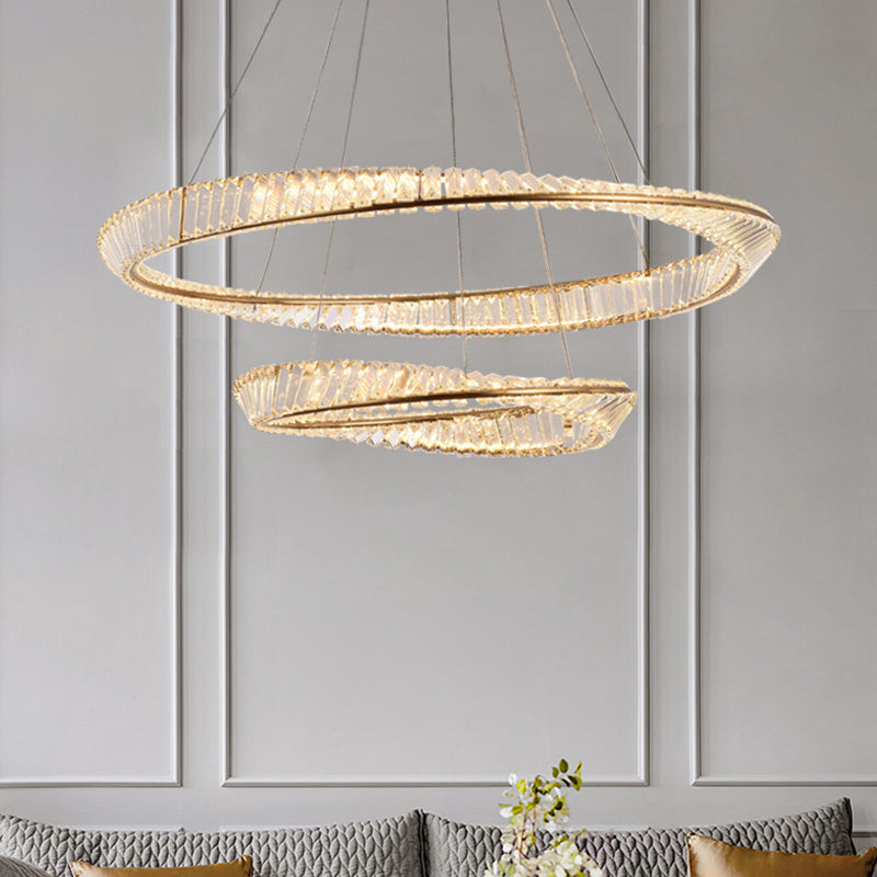 Contemporary Wave Chandelier Lighting Fixtures Crystal Pendant Ceiling Lights for Living Room - Rebooters
