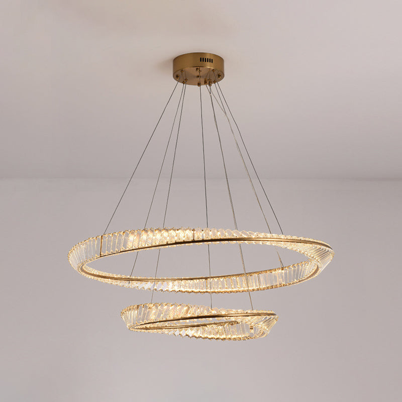 Contemporary Wave Chandelier Lighting Fixtures Crystal Pendant Ceiling Lights for Living Room - Rebooters