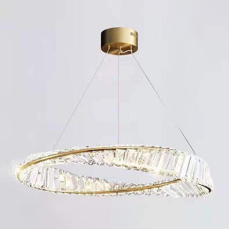 Contemporary Wave Chandelier Lighting Fixtures Crystal Pendant Ceiling Lights for Living Room - Rebooters