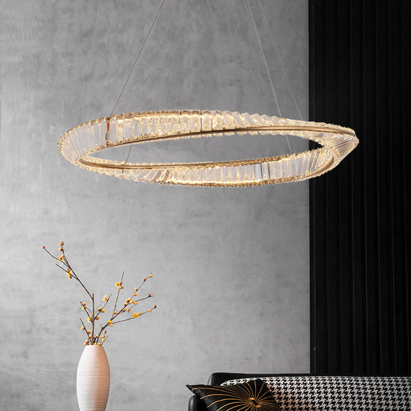 Contemporary Wave Chandelier Lighting Fixtures Crystal Pendant Ceiling Lights for Living Room - Rebooters