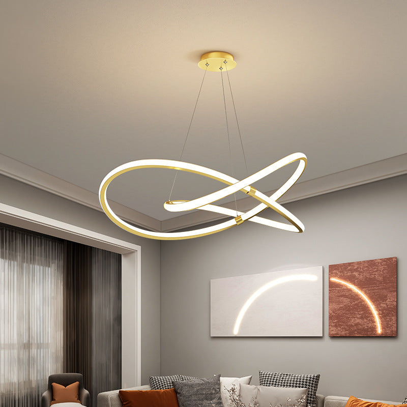 Ultra-Modern Twist Chandelier Metal Pendant Light for Living Room - Rebooters