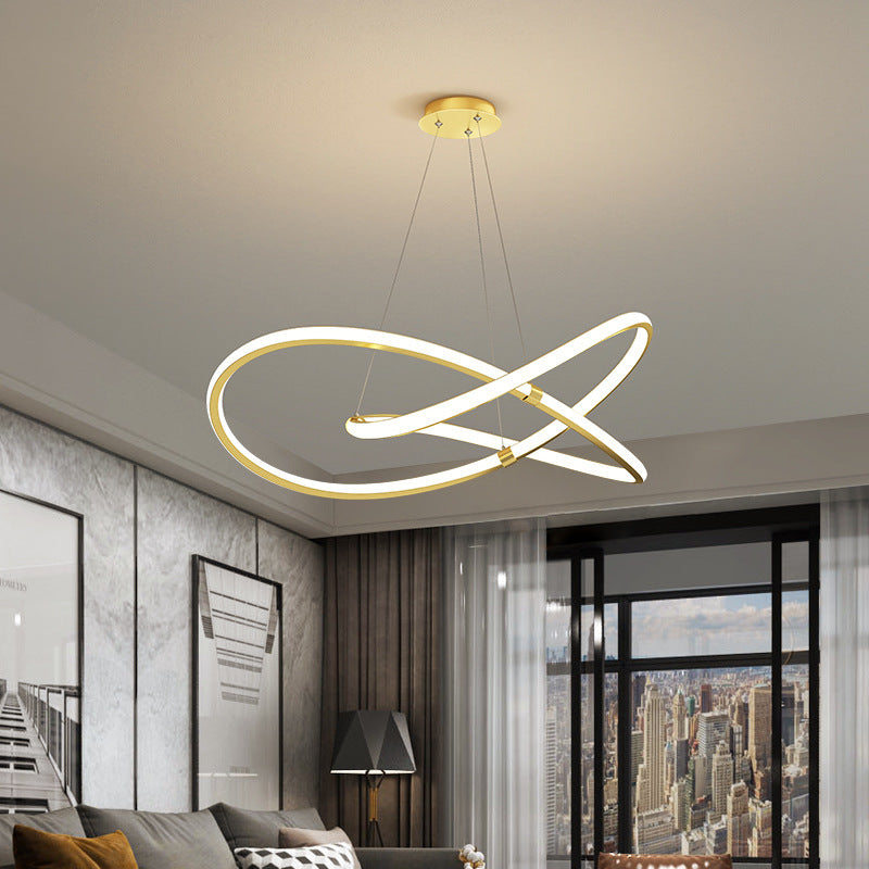 Ultra-Modern Twist Chandelier Metal Pendant Light for Living Room - Rebooters