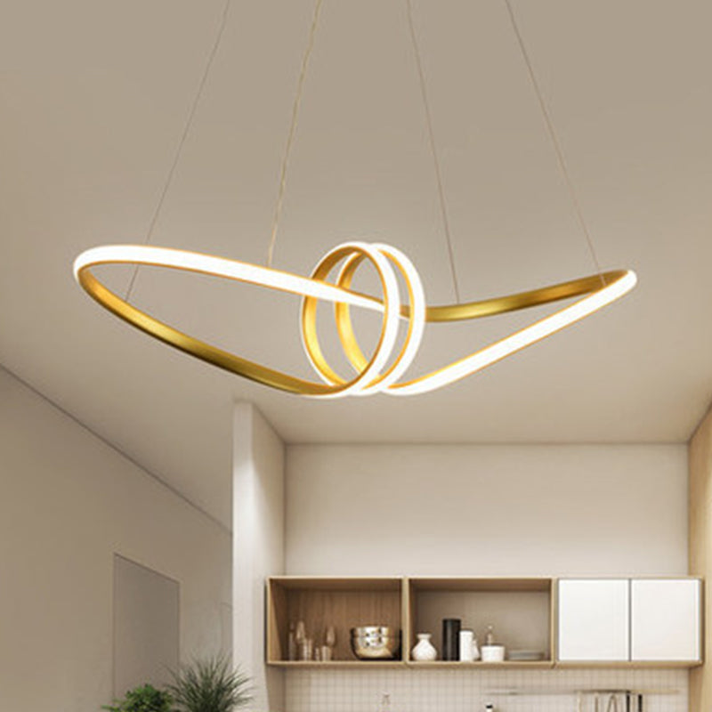 Ultra-Modern Spiral Chandelier Light Fixtures Metal Suspension Pendant Light for Living Room - Rebooters