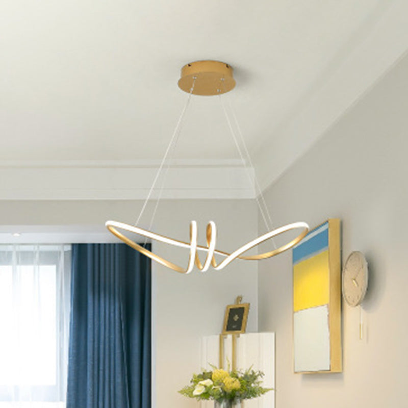 Ultra-Modern Spiral Chandelier Light Fixtures Metal Suspension Pendant Light for Living Room - Rebooters