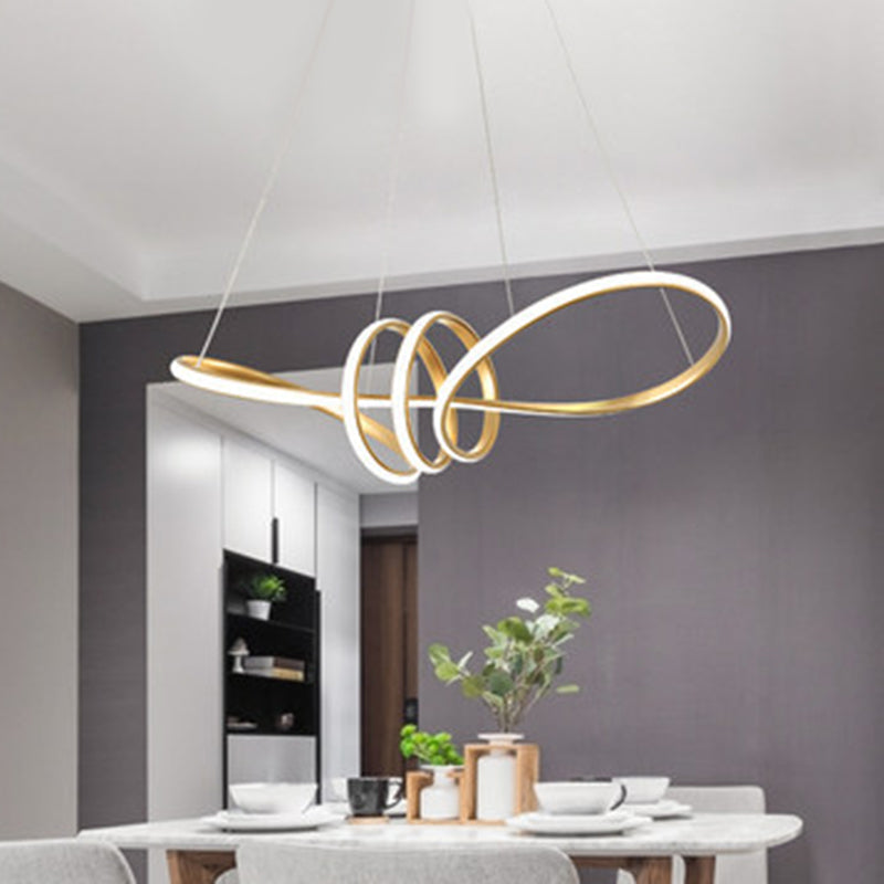 Ultra-Modern Spiral Chandelier Light Fixtures Metal Suspension Pendant Light for Living Room - Rebooters