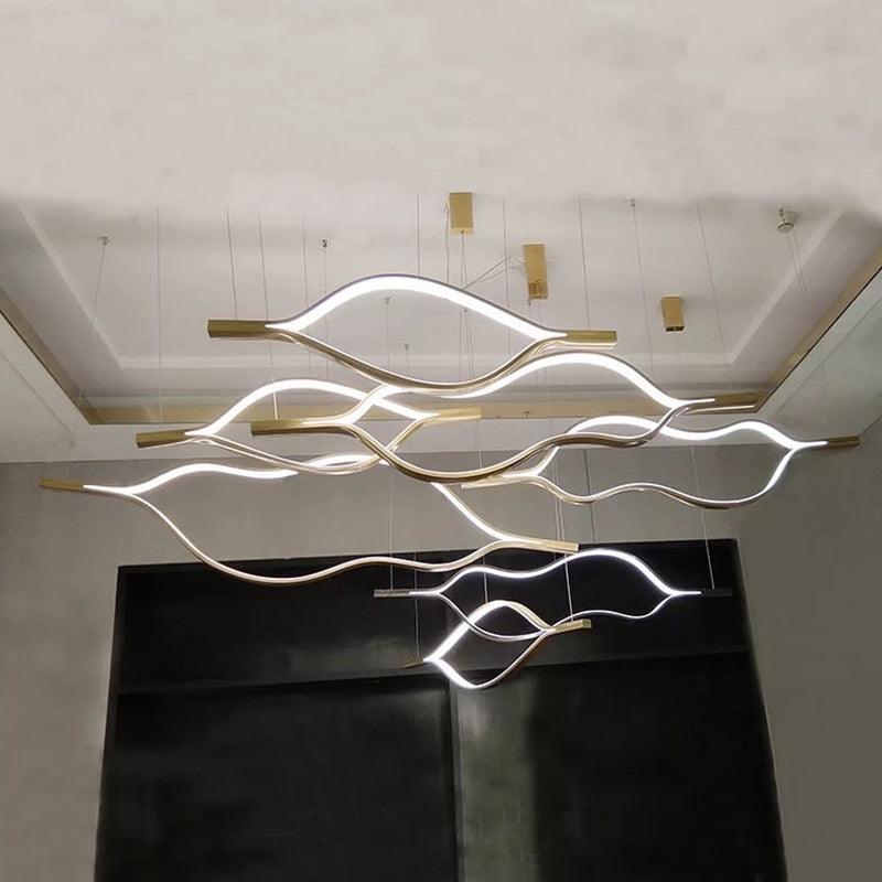 Modern Waving Chandelier Light Fixture Metal Pendant Lights - Rebooters