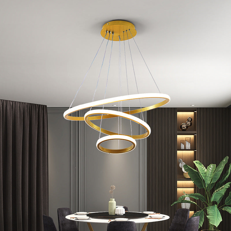 3 Rings Ceiling Pendant Light Simplicity Style Metal LED Fixture - Rebooters