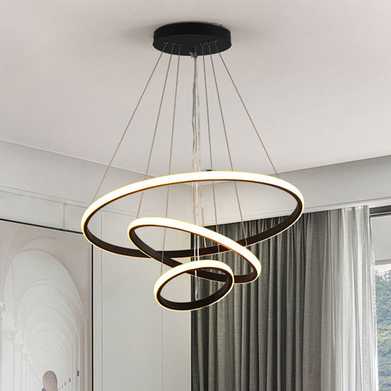 3 Rings Ceiling Pendant Light Simplicity Style Metal LED Fixture - Rebooters