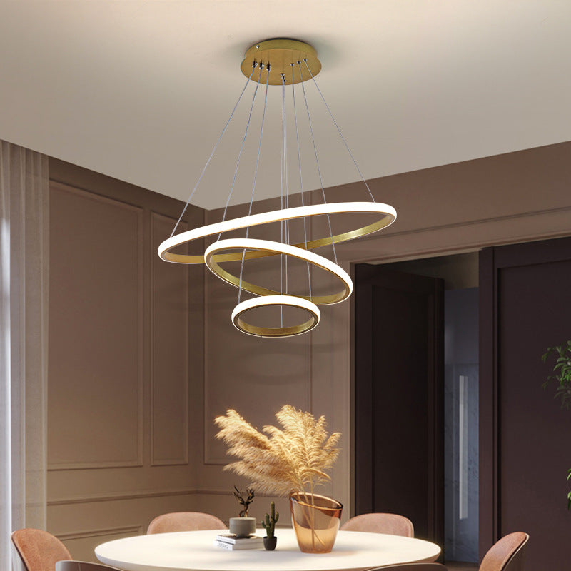 3 Rings Ceiling Pendant Light Simplicity Style Metal LED Fixture - Rebooters