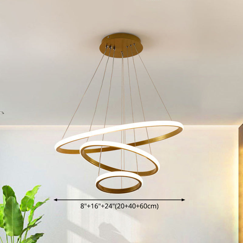 3 Rings Ceiling Pendant Light Simplicity Style Metal LED Fixture - Rebooters