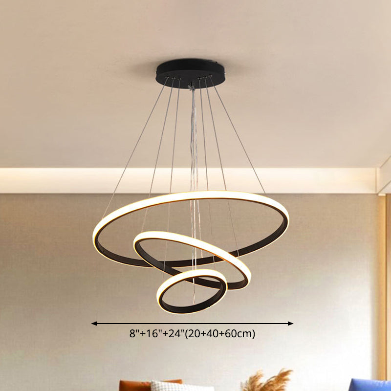 3 Rings Ceiling Pendant Light Simplicity Style Metal LED Fixture - Rebooters