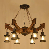 Arrow Shape Coffee Shop Chandelier Lighting Fixture Coastal Wood Hanging Ceiling Light - Rebooters