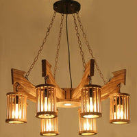 Arrow Shape Coffee Shop Chandelier Lighting Fixture Coastal Wood Hanging Ceiling Light - Rebooters
