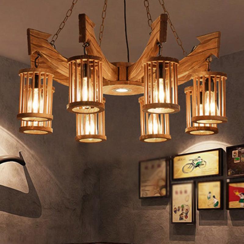 Arrow Shape Coffee Shop Chandelier Lighting Fixture Coastal Wood Hanging Ceiling Light - Rebooters