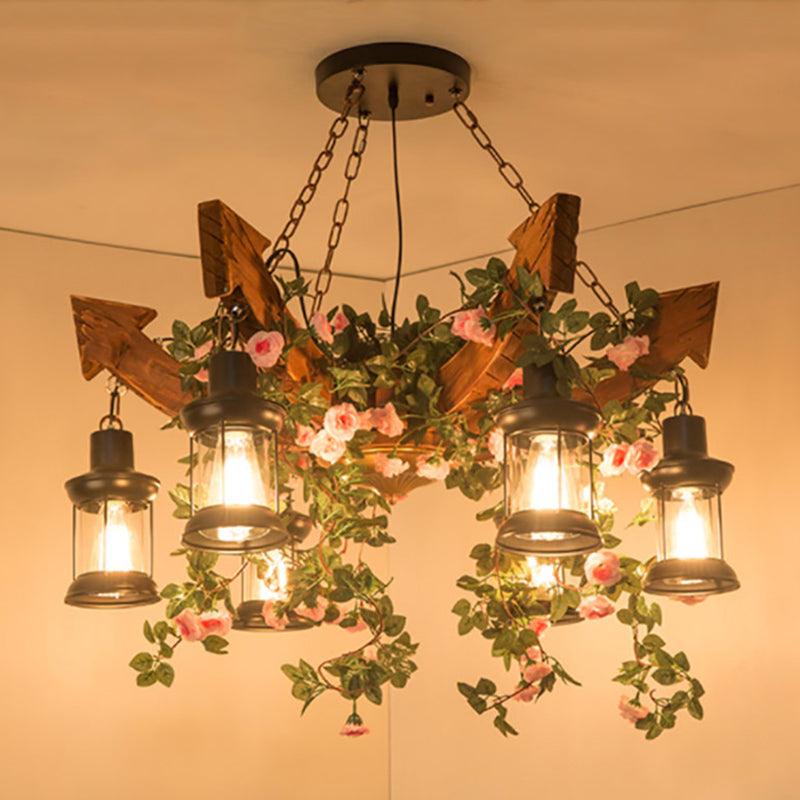 Arrow Shape Coffee Shop Chandelier Lighting Fixture Coastal Wood Hanging Ceiling Light - Rebooters