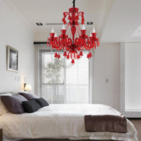 8 Lights Crystal Hanging Lamp Traditional Red Blue Purple Chandelier - Rebooters