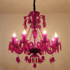 8 Lights Crystal Hanging Lamp Traditional Red Blue Purple Chandelier - Rebooters
