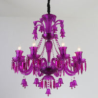 8 Lights Crystal Hanging Lamp Traditional Red Blue Purple Chandelier - Rebooters