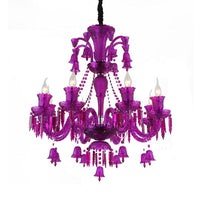 8 Lights Crystal Hanging Lamp Traditional Red Blue Purple Chandelier - Rebooters