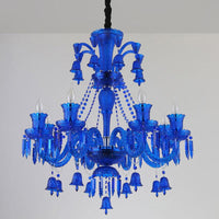 8 Lights Crystal Hanging Lamp Traditional Red Blue Purple Chandelier - Rebooters