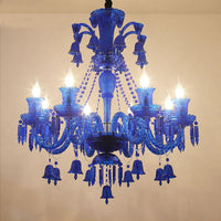 8 Lights Crystal Hanging Lamp Traditional Red Blue Purple Chandelier - Rebooters