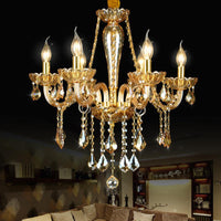 6 Heads Gold Glass Hanging Ceiling Light Chandelier Lighting - Rebooters