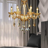 6 Heads Gold Glass Hanging Ceiling Light Chandelier Lighting - Rebooters