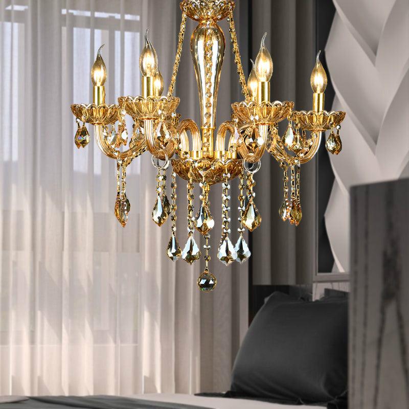 6 Heads Gold Glass Hanging Ceiling Light Chandelier Lighting - Rebooters