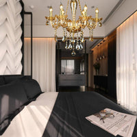 6 Heads Gold Glass Hanging Ceiling Light Chandelier Lighting - Rebooters