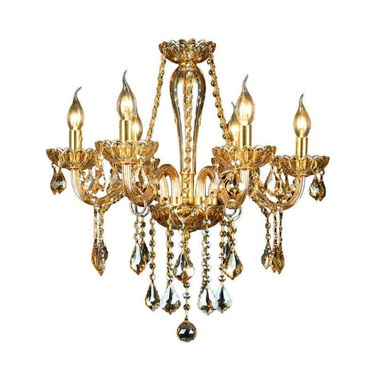 6 Heads Gold Glass Hanging Ceiling Light Chandelier Lighting - Rebooters