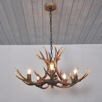 5 Lights Resin Chandelier Lamp Classic Antler Dining Room Light - Rebooters