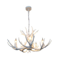 5 Lights Resin Chandelier Lamp Classic Antler Dining Room Light - Rebooters