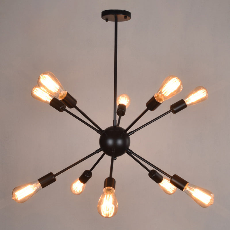 Vintage Industrial Style Chandelier 10 Light Black Pendant - Rebooters