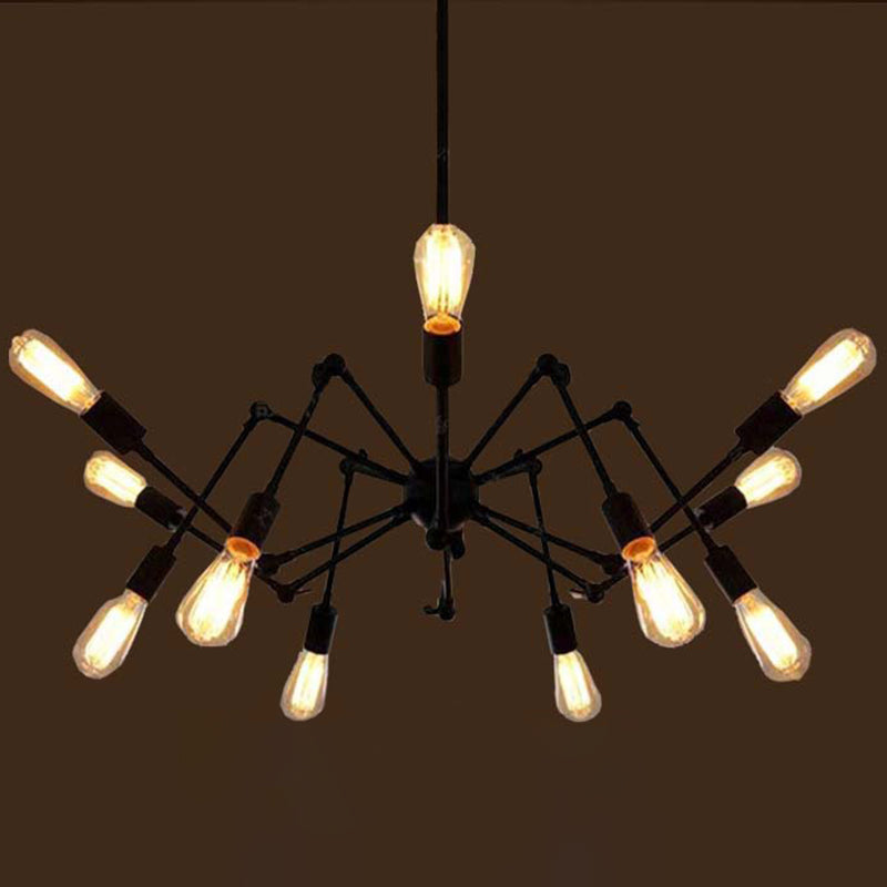 Black Retro Industrial Style Chandelier Light Pendant - Rebooters