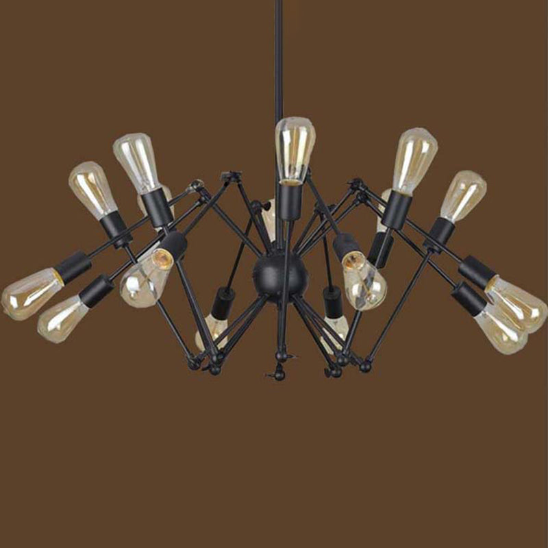 Black Retro Industrial Style Chandelier Light Pendant - Rebooters