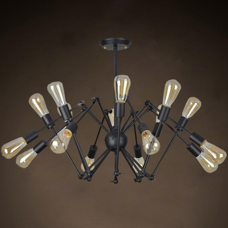 Black Retro Industrial Style Chandelier Light Pendant - Rebooters