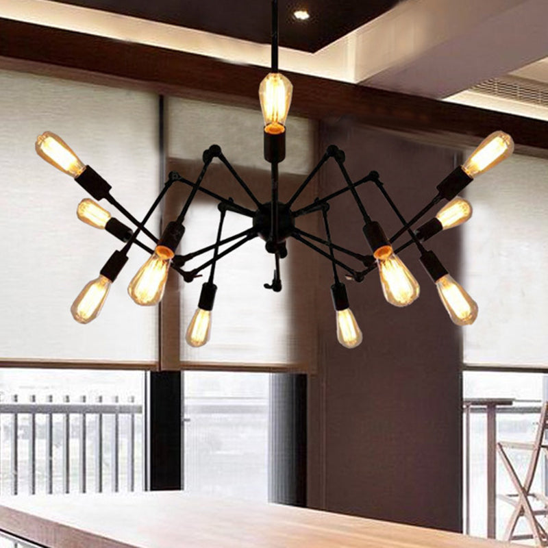 Black Retro Industrial Style Chandelier Light Pendant - Rebooters