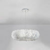 White Doughnut Shape Feather Chandelier Light Modern Style - Rebooters