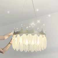3-Colored LED Crystal Feather Chandelier Lamp Crown Shape - Rebooters