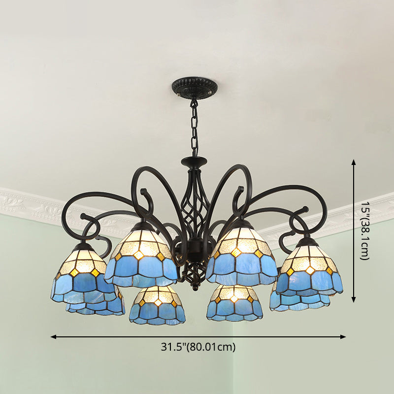 Stained Glass Tiffany Chandelier Light Living Room Ceiling Hanging Light - Rebooters