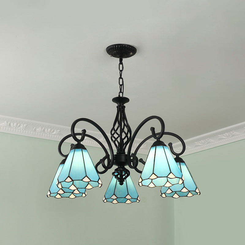 Stained Glass Tiffany Chandelier Light Living Room Ceiling Hanging Light - Rebooters