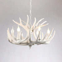 Bare Bulb Antler Chandelier Country Style White Resin Light - Rebooters
