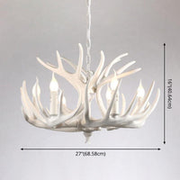 Bare Bulb Antler Chandelier Country Style White Resin Light - Rebooters