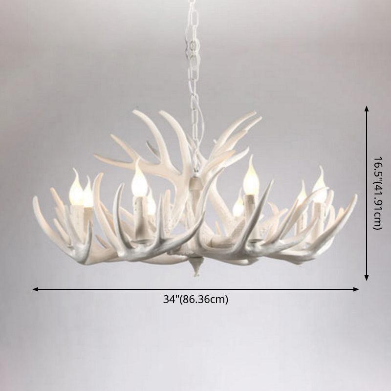Bare Bulb Antler Chandelier Country Style White Resin Light - Rebooters