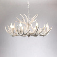 Bare Bulb Antler Chandelier Country Style White Resin Light - Rebooters
