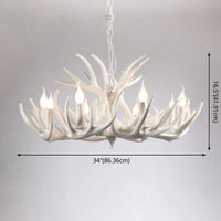 Bare Bulb Antler Chandelier Country Style White Resin Light - Rebooters
